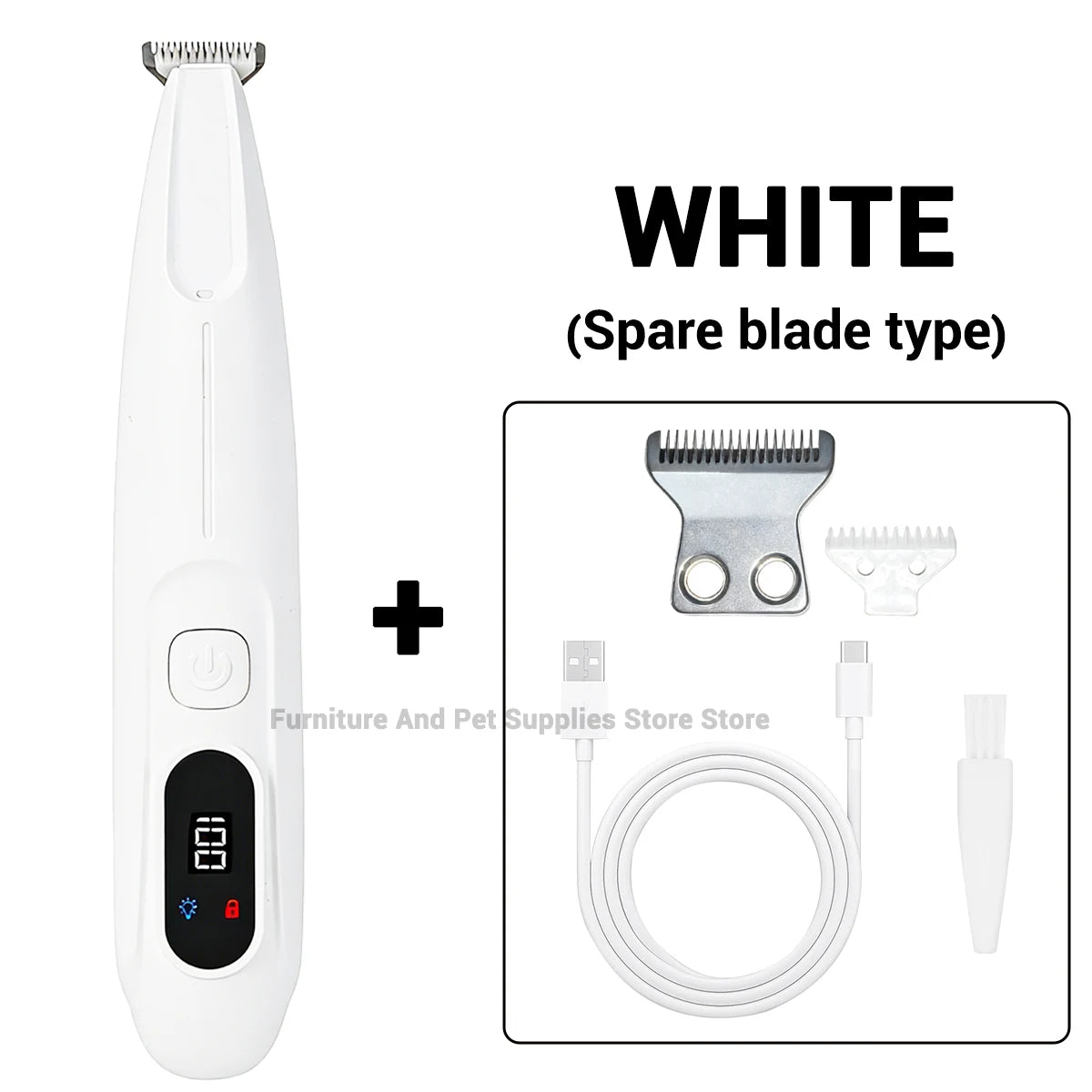 Pet Dog Electric Beauty Trimmer Waterproof Pet Foot Hair LED/UV Light Trimmer Low Noise Cat Dog Face Foot Ear Hip Claw Shaver