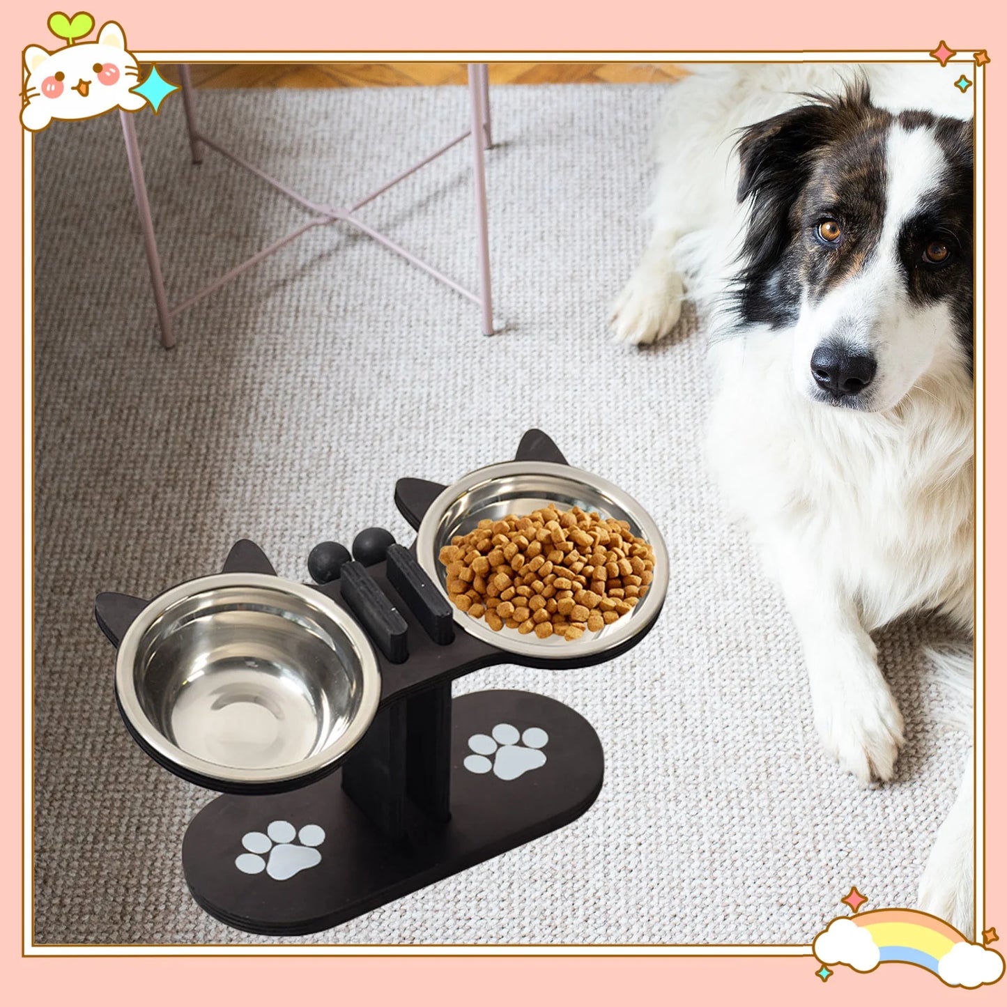 Cat Bowls Elevated Dish Pet Food Bowls for Food and Water Kitten Indoor Cats Cat Bowls with Stand Cat Dining Table Dish