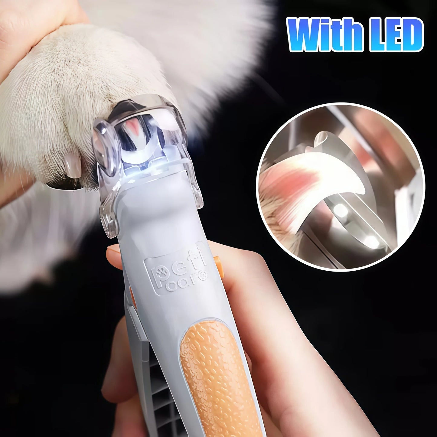 Pet Nail Clipper with LED Light and Magnifier – Safe Trimming Tool for Small Medium Large Dogs Cats, Professional Home Grooming Kit