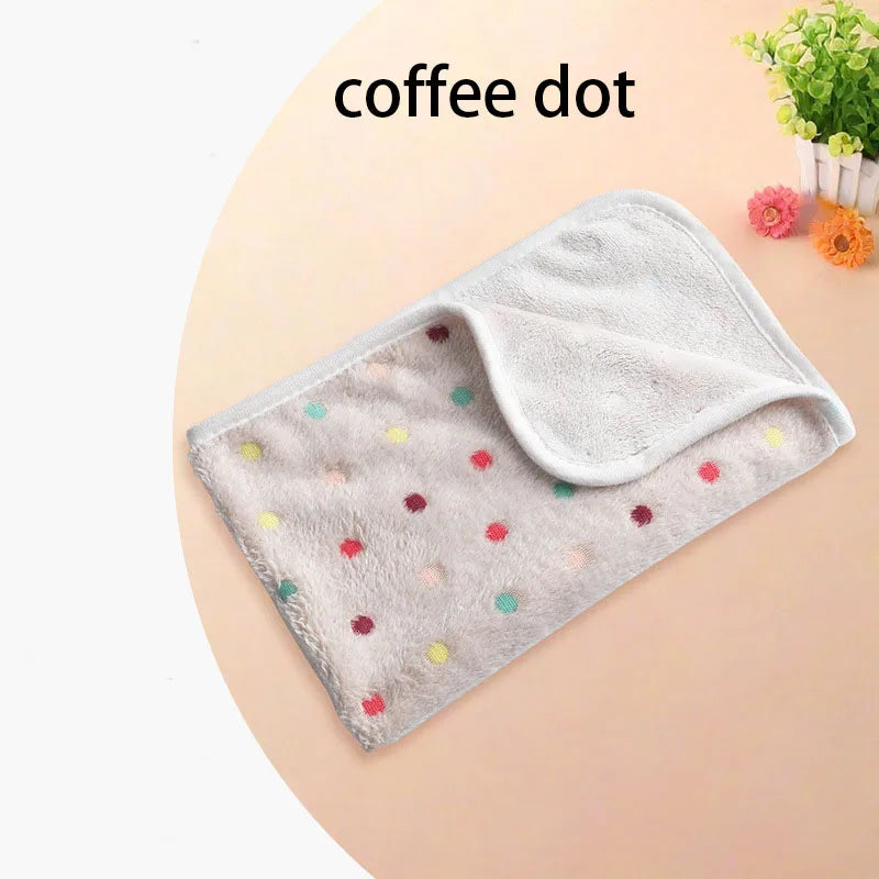 Velvet Pet Sleeping Warm Blanket with Paw/Dot/Bone Pattern, Dog Cat Washing Towel, Fleece Soft Pet Blanket Pet Bed Mat