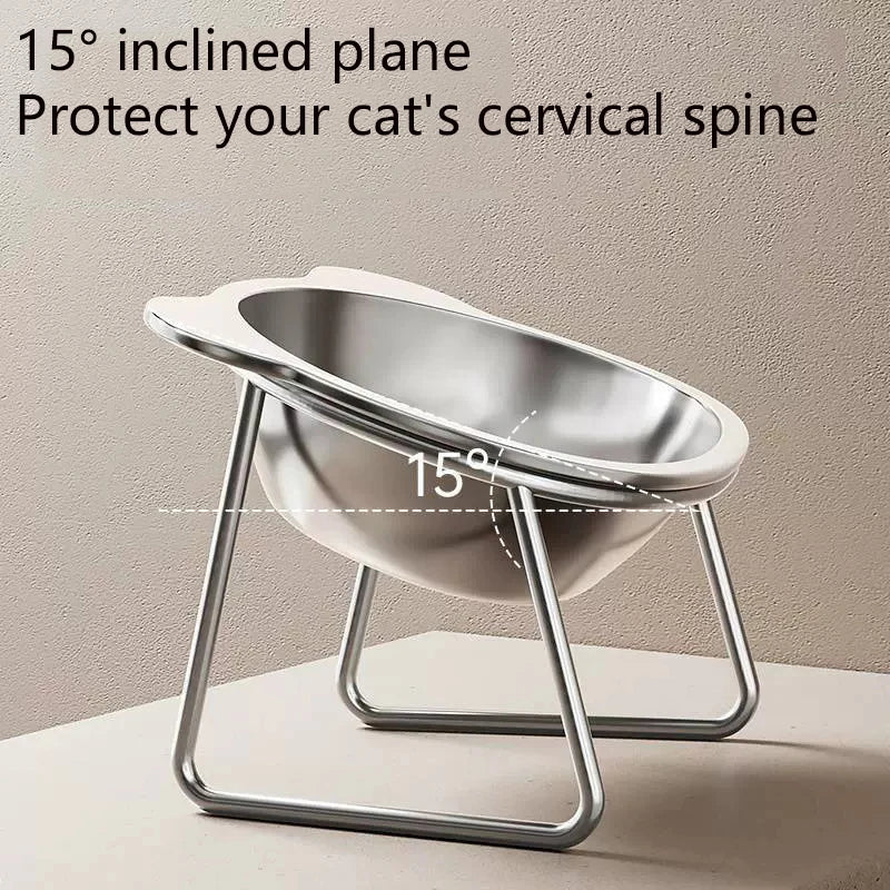 Tilted Cat Bowl Stainless Steel Cat Food Bowls with Metal Stand Food and Water Dish for Cats Kitten Puppies Feeders Cat Supplies
