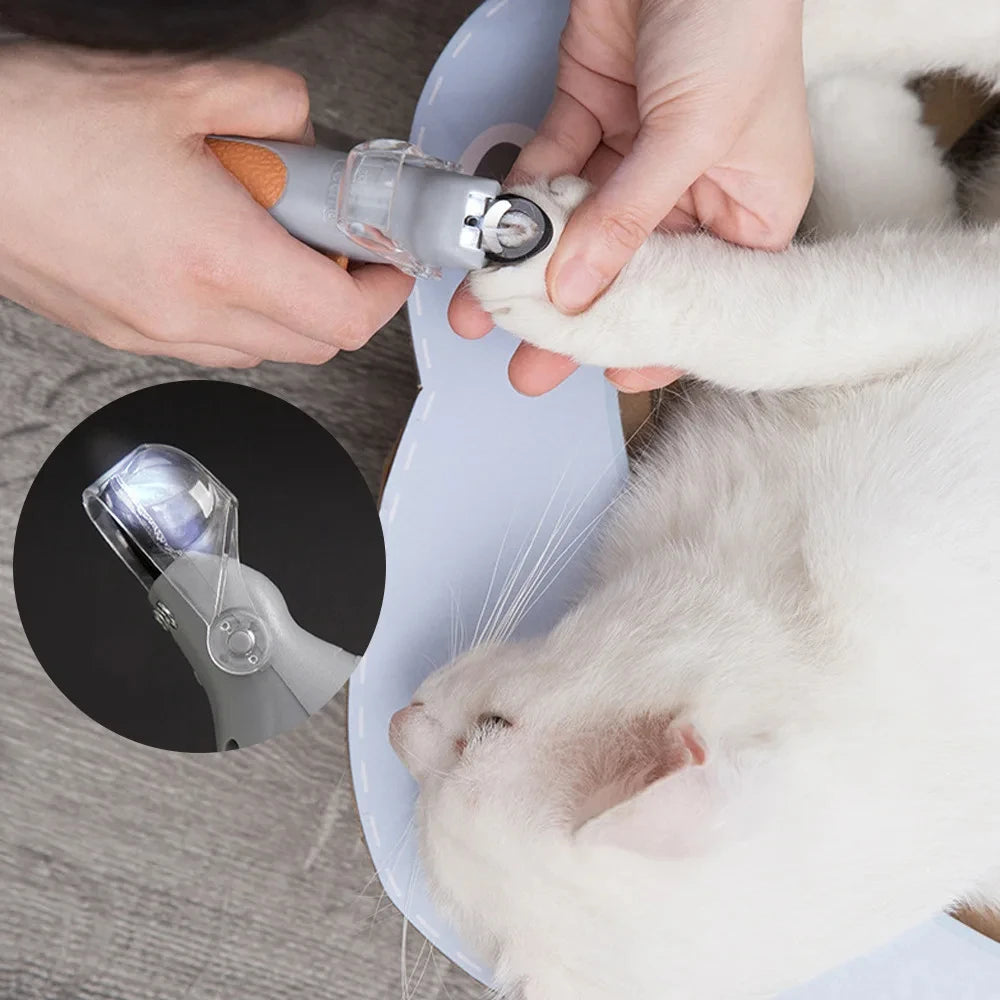 Pet Nail Clipper with LED Light and Magnifier – Safe Trimming Tool for Small Medium Large Dogs Cats, Professional Home Grooming Kit