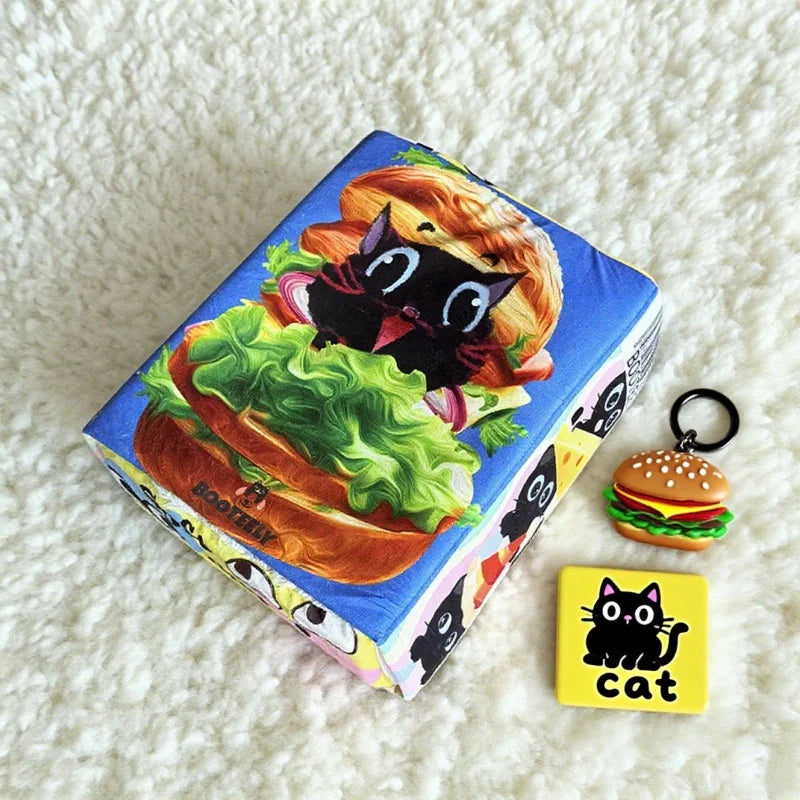 Cartoon Hamburger Black Cat Snack Box Plush Cat Bed Spacious Cozy Pet Nest For Cats' Comfortable Rest With Cute Design