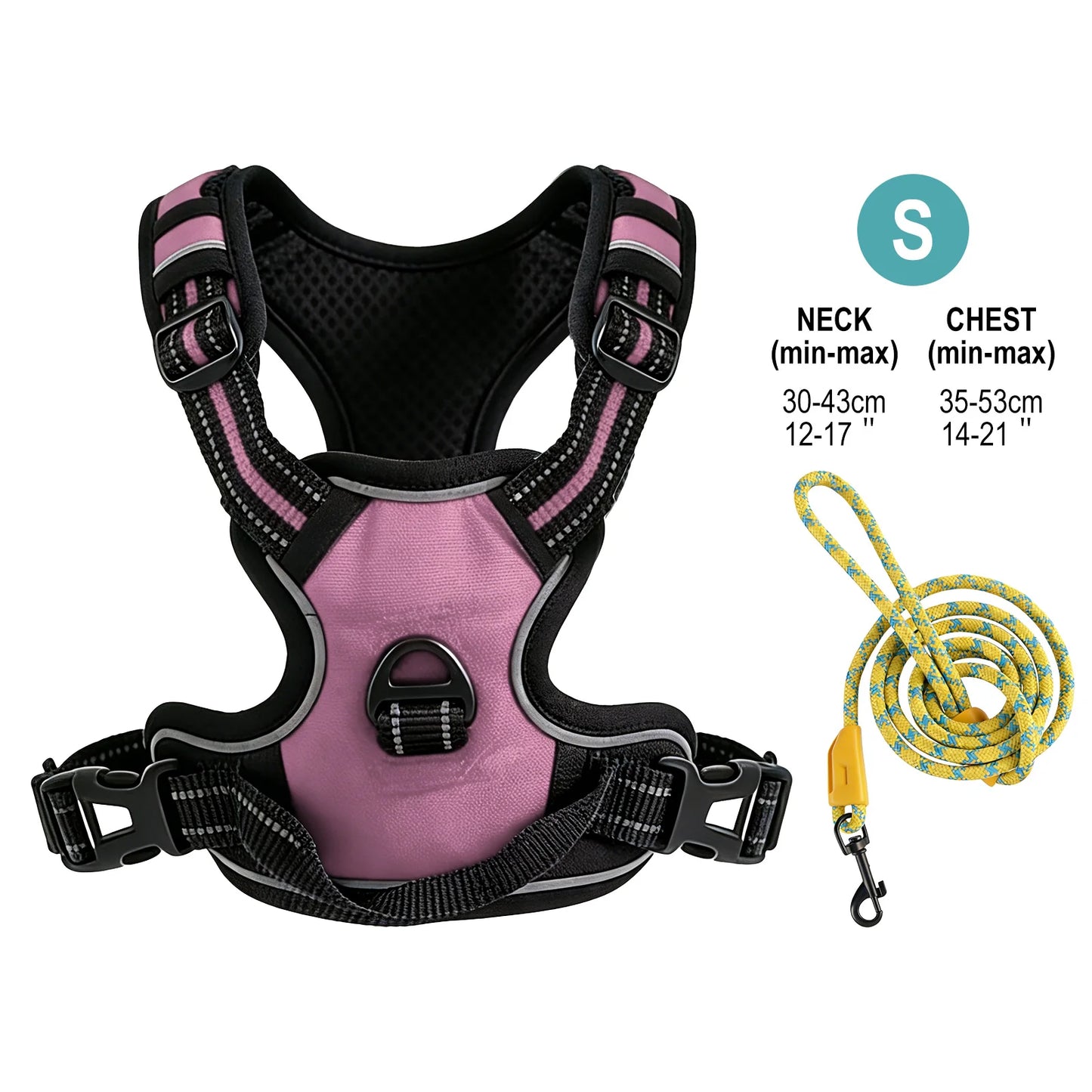 Pet Reflective Nylon Dog Collars Harness Vests Leash Adjustable Pet Harness Vest Suitable for Small, Medium and Large Dogs