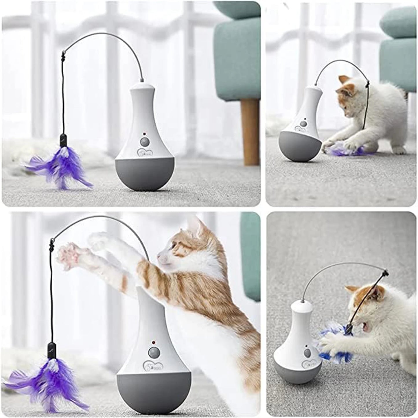 DOEL Cat Interactive Toys Funny Feather Kitten Teaser Indoor Play Automatic Toy Gift Cat Feather Toy